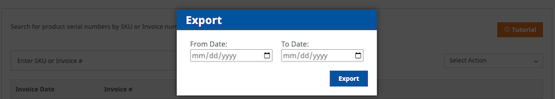 serial number download by date range