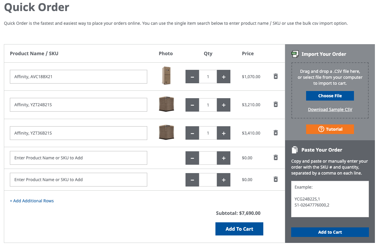 quick order