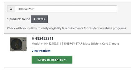 rebate search results